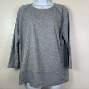 Michael Kors light gray long-sleeve activewear mesh top